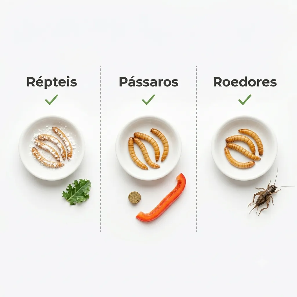 Grupos de pets exóticos que podem consumir tenébrios: Répteis, Pássaros e Roedores